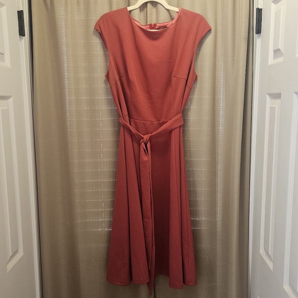 Elegant Raspberry Pink Dress with Belt